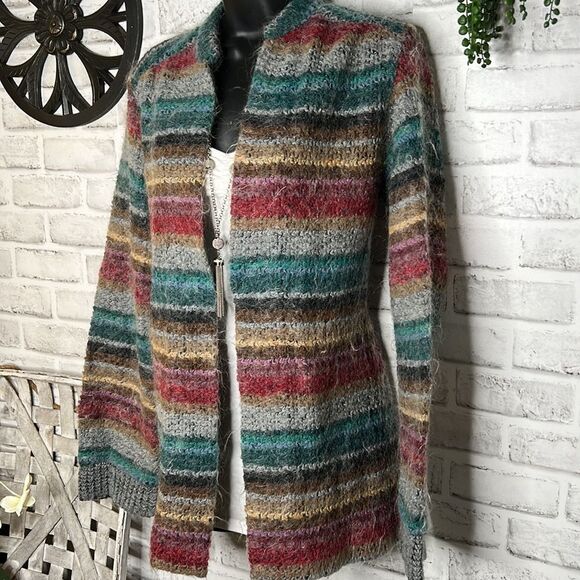 Koret 1980s Vintage Fuzzy Wool Knit Jacket Cardigan Sweater Top Size Medium - Picture 4 of 7